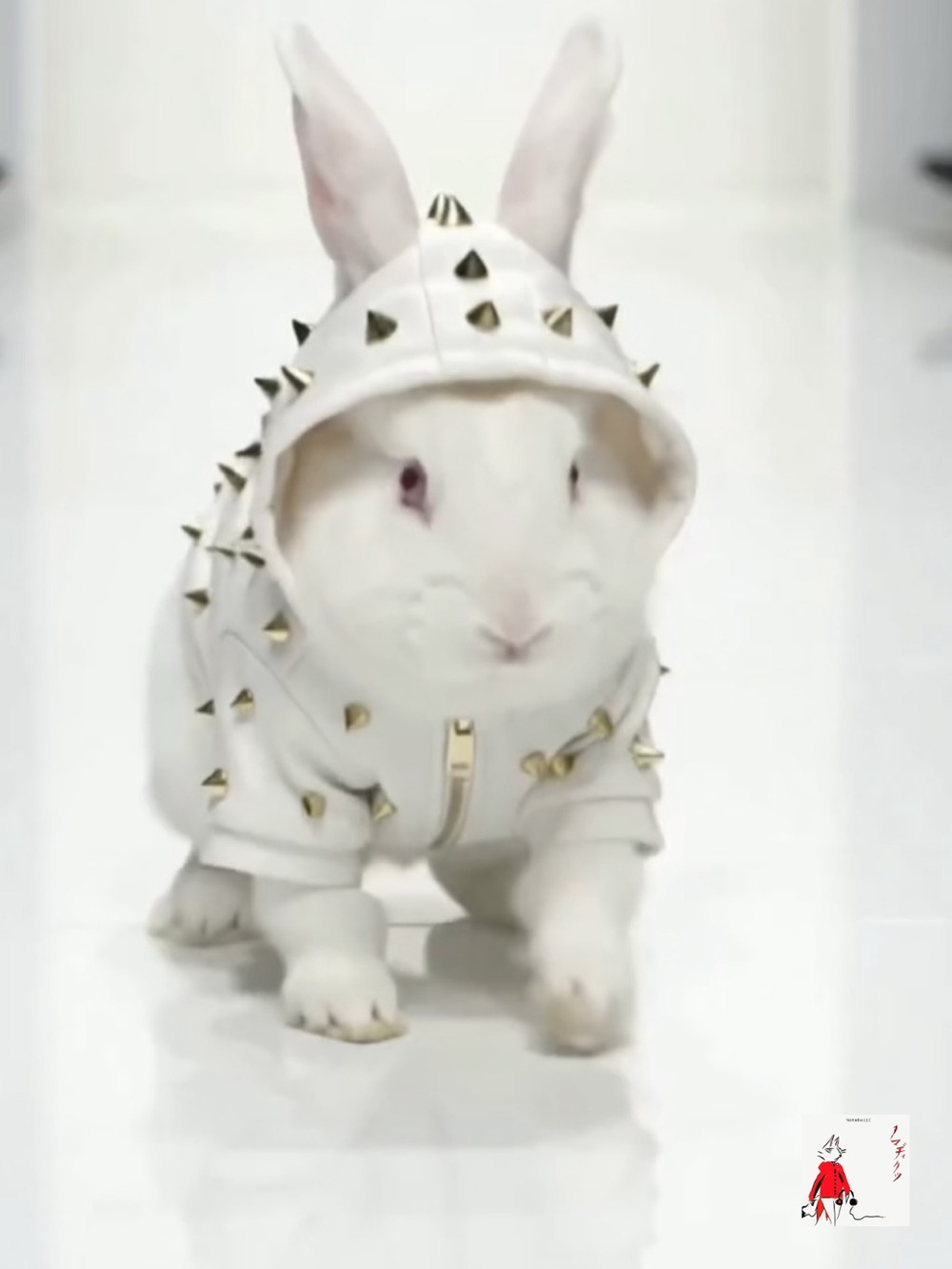 White Studded Bunny Hoodie Art Print
